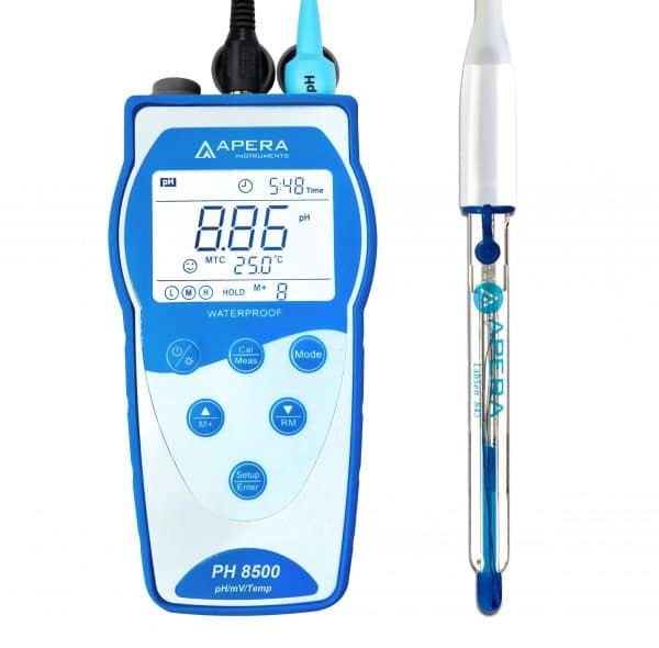 PH8500-SA pH meter for strongly alkaline solutions with GLP memory function and data output